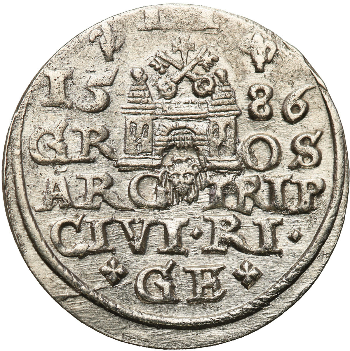 Stefan Batory. Trojak (3 grosze) 1586, Ryga - Nienotowany